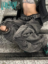 Lunivop Woman Baggy Low Waist Jeans Wide Leg Denim Tie-Dyed Wash Pants Aesthetics Coquette New